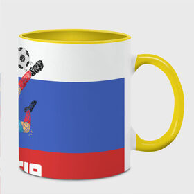 Кружка 3D с принтом Футбол Россия в Новосибирске, керамика | ёмкость 330 мл | Тематика изображения на принте: мяч | триколор | флаг | футболист