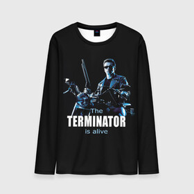 Мужской лонгслив 3D с принтом Terminator alive в Новосибирске, 100% полиэстер | длинные рукава, круглый вырез горловины, полуприлегающий силуэт | Тематика изображения на принте: arnold schwarzenegger | арнольд шварценеггер | киборг | кино | терминатор