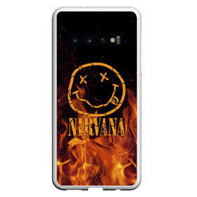 Чехол для Samsung Galaxy S10 с принтом Nirvana в Новосибирске, Силикон | Область печати: задняя сторона чехла, без боковых панелей | Тематика изображения на принте: cobain | kurt | nevermino | nirvana | альтернативный | гранж | грол | группа | дональд | кобейн | курт | музыка | надпись | нервана | нирвана | новоселич | певец | рок | смайл | смайлик | солист