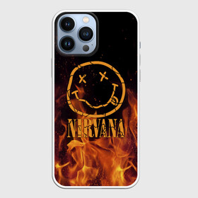 Чехол для iPhone 13 Pro Max с принтом Nirvana в Новосибирске,  |  | cobain | kurt | nevermino | nirvana | альтернативный | гранж | грол | группа | дональд | кобейн | курт | музыка | надпись | нервана | нирвана | новоселич | певец | рок | смайл | смайлик | солист