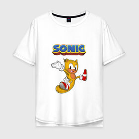 Мужская футболка хлопок Oversize с принтом Sonic в Новосибирске, 100% хлопок | свободный крой, круглый ворот, “спинка” длиннее передней части | hedgehog | knuckles | sega | sonic | super | tails | ёжик | ехидна | лисенок | лисица | наклз | сега | соник | супер | суперёжик | тэилз | тэилс