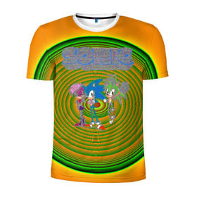 Мужская футболка 3D спортивная с принтом Sonic в Новосибирске, 100% полиэстер с улучшенными характеристиками | приталенный силуэт, круглая горловина, широкие плечи, сужается к линии бедра | hedgehog | knuckles | sega | sonic | super | tails | ёжик | ехидна | лисенок | лисица | наклз | сега | соник | супер | суперёжик | тэилз | тэилс