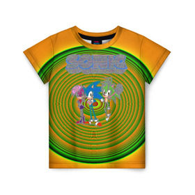 Детская футболка 3D с принтом Sonic в Новосибирске, 100% гипоаллергенный полиэфир | прямой крой, круглый вырез горловины, длина до линии бедер, чуть спущенное плечо, ткань немного тянется | hedgehog | knuckles | sega | sonic | super | tails | ёжик | ехидна | лисенок | лисица | наклз | сега | соник | супер | суперёжик | тэилз | тэилс