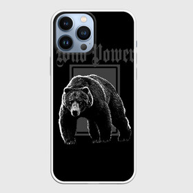 Чехол для iPhone 13 Pro Max с принтом Медведь в Новосибирске,  |  | wild power | дикая сила | мощь