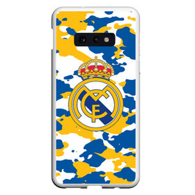 Чехол для Samsung S10E с принтом Real Madrid в Новосибирске, Силикон | Область печати: задняя сторона чехла, без боковых панелей | Тематика изображения на принте: football | logo | real madrid | spain | sport | арт | испания | камуфляж | лига | лого | милитари | реал | спорт | текстура | фк | футбол | футбольный клуб | эмблема