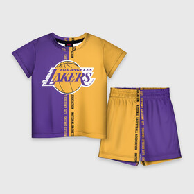 Детский костюм с шортами 3D с принтом Los angeles lakers. NBA в Новосибирске,  |  | basketbal | basketball | la | lakers | los angeles | los angeles lakers | national | nba | анжелес | баскетбол | лос анджелес | лэйкерс | национальная бескетбольная ассоциация | нба | онил | шакил