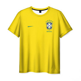 Мужская футболка 3D с принтом Сборная Бразилии в Новосибирске, 100% полиэфир | прямой крой, круглый вырез горловины, длина до линии бедер | brasil | brazilian | footbal | national | soccer | time | бразилии | бразилия | национальная | по | сборная | футбол | футболу