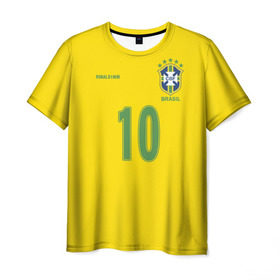 Мужская футболка 3D с принтом Роналдиньо в Новосибирске, 100% полиэфир | прямой крой, круглый вырез горловины, длина до линии бедер | brasil | brazilian | footbal | national | ronaldinho | soccer | time | бразилии | бразилия | национальная | по | роналдиньо | рональдиньо | сборная | футбол | футболу