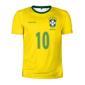 Мужская футболка 3D спортивная с принтом Роналдиньо в Новосибирске, 100% полиэстер с улучшенными характеристиками | приталенный силуэт, круглая горловина, широкие плечи, сужается к линии бедра | brasil | brazilian | footbal | national | ronaldinho | soccer | time | бразилии | бразилия | национальная | по | роналдиньо | рональдиньо | сборная | футбол | футболу
