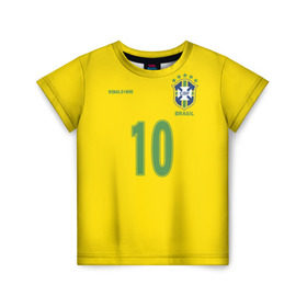 Детская футболка 3D с принтом Роналдиньо в Новосибирске, 100% гипоаллергенный полиэфир | прямой крой, круглый вырез горловины, длина до линии бедер, чуть спущенное плечо, ткань немного тянется | brasil | brazilian | footbal | national | ronaldinho | soccer | time | бразилии | бразилия | национальная | по | роналдиньо | рональдиньо | сборная | футбол | футболу
