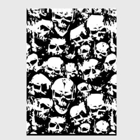 Скетчбук с принтом черепа в Новосибирске, 100% бумага
 | 48 листов, плотность листов — 100 г/м2, плотность картонной обложки — 250 г/м2. Листы скреплены сверху удобной пружинной спиралью | Тематика изображения на принте: skull | паттерн | черно белый
