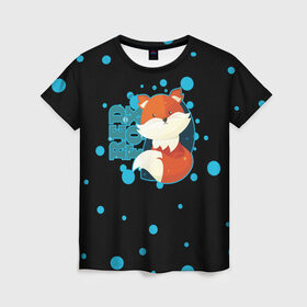 Женская футболка 3D с принтом Пушистая лиса в Новосибирске, 100% полиэфир ( синтетическое хлопкоподобное полотно) | прямой крой, круглый вырез горловины, длина до линии бедер | зверь | красный | легенда | лис | лиса | милые | миф | радуга | символ | сказка | существо | яркие