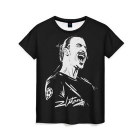 Женская футболка 3D с принтом Zlatan Ibrahimovic в Новосибирске, 100% полиэфир ( синтетическое хлопкоподобное полотно) | прямой крой, круглый вырез горловины, длина до линии бедер | football | златан ибрагимович | игрок | сборная швеции | футбол | футболист