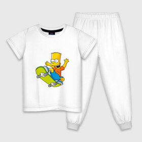 Детская пижама хлопок с принтом Bart Simpson в Новосибирске, 100% хлопок |  брюки и футболка прямого кроя, без карманов, на брюках мягкая резинка на поясе и по низу штанин
 | bart | family | homer | lisa | school | simpsons | springfield | анимация | барт | гомер | желтый | комедия | лентяй | лиза | мардж | мульт | мультфильм | мэгги | отец | пончик | ребенок | родители | семья | сериал | симпсоны | смех