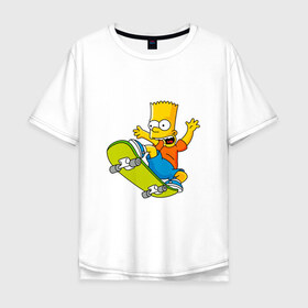 Мужская футболка хлопок Oversize с принтом Bart Simpson в Новосибирске, 100% хлопок | свободный крой, круглый ворот, “спинка” длиннее передней части | bart | family | homer | lisa | school | simpsons | springfield | анимация | барт | гомер | желтый | комедия | лентяй | лиза | мардж | мульт | мультфильм | мэгги | отец | пончик | ребенок | родители | семья | сериал | симпсоны | смех