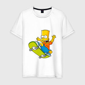 Мужская футболка хлопок с принтом Bart Simpson в Новосибирске, 100% хлопок | прямой крой, круглый вырез горловины, длина до линии бедер, слегка спущенное плечо. | bart | family | homer | lisa | school | simpsons | springfield | анимация | барт | гомер | желтый | комедия | лентяй | лиза | мардж | мульт | мультфильм | мэгги | отец | пончик | ребенок | родители | семья | сериал | симпсоны | смех