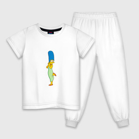 Детская пижама хлопок с принтом Мардж Симпсон в Новосибирске, 100% хлопок |  брюки и футболка прямого кроя, без карманов, на брюках мягкая резинка на поясе и по низу штанин
 | bart | family | homer | lisa | school | simpsons | springfield | анимация | барт | гомер | желтый | комедия | лентяй | лиза | мардж | мульт | мультфильм | мэгги | отец | пончик | ребенок | родители | семья | сериал | симпсоны | смех