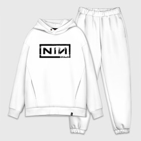 Мужской костюм хлопок OVERSIZE с принтом NIN в Новосибирске,  |  | nin | nine inch nails | niи | аттикус росс | группа | девятидюймовые гвозди | дэнс | индастриал | инцч | инч | ич | метал | наин | най | найн | найн инч нэйлз | нин | нине | нэйлз | рок | трент резнор