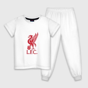 Детская пижама хлопок с принтом FC Liverpool в Новосибирске, 100% хлопок |  брюки и футболка прямого кроя, без карманов, на брюках мягкая резинка на поясе и по низу штанин
 | liverpool | англия | ливерпуль | лига чемпионов | чемпионат