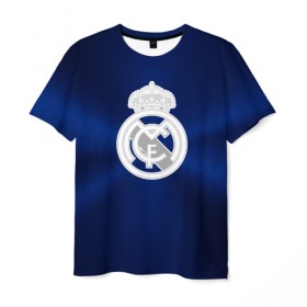 Мужская футболка 3D с принтом Real Madrid в Новосибирске, 100% полиэфир | прямой крой, круглый вырез горловины, длина до линии бедер | football | logo | real madrid | spain | sport | арт | испания | лига | лого | реал | спорт | текстура | фк | футбол | футбольный клуб | эмблема