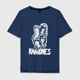 Мужская футболка хлопок Oversize с принтом Ramones в Новосибирске, 100% хлопок | свободный крой, круглый ворот, “спинка” длиннее передней части | 