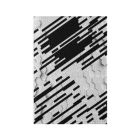 Обложка для паспорта матовая кожа с принтом HEXAGON - Black and White в Новосибирске, натуральная матовая кожа | размер 19,3 х 13,7 см; прозрачные пластиковые крепления | Тематика изображения на принте: 