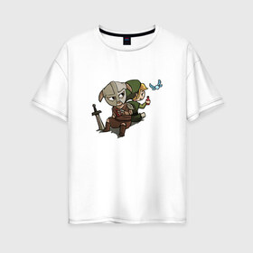 Женская футболка хлопок Oversize с принтом Skyim-Legend of Zelda в Новосибирске, 100% хлопок | свободный крой, круглый ворот, спущенный рукав, длина до линии бедер
 | legend of zelda | довакин | зельда | линк | скайрим