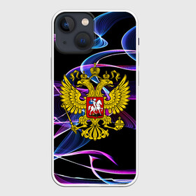 Чехол для iPhone 13 mini с принтом RUSSIA в Новосибирске,  |  | abstraction | grunge | russia | sport | абстракция | герб | краска | русский | символика рф | спорт | спортивный | триколор | униформа | форма | я русский