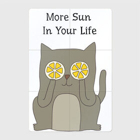 Магнитный плакат 2Х3 с принтом More Sun In Your Life в Новосибирске, Полимерный материал с магнитным слоем | 6 деталей размером 9*9 см | cat | lemon | summer | кот | котэ | кошка | лето | лимон | солнце | сочный
