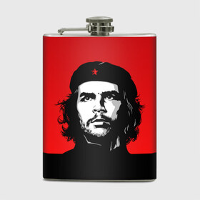 Фляга с принтом Che Guevara в Новосибирске, металлический корпус | емкость 0,22 л, размер 125 х 94 мм. Виниловая наклейка запечатывается полностью | 