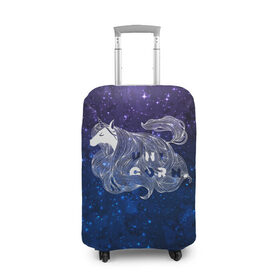 Чехол для чемодана 3D с принтом Мечтающий Единорог в Новосибирске, 86% полиэфир, 14% спандекс | двустороннее нанесение принта, прорези для ручек и колес | animal | art | cute | horse | imagination | magic | unicorn | арт | белый | волшебство | воображение | единорог | лошадь | магия | милый | рисунок | синий | сиреневый | сказка | сказочный | фантастика | фиолетовый | фэнтези