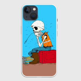 Чехол для iPhone 13 с принтом Скелетон геодезист в Новосибирске,  |  | surveyor | геодезист | геодезия | скелет | скелетон