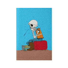 Обложка для паспорта матовая кожа с принтом Скелетон геодезист 3D в Новосибирске, натуральная матовая кожа | размер 19,3 х 13,7 см; прозрачные пластиковые крепления | surveyor | геодезист | геодезия | скелет | скелетон