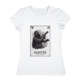 Женская футболка хлопок с принтом DESTINY-HUNTER в Новосибирске, 100% хлопок | прямой крой, круглый вырез горловины, длина до линии бедер, слегка спущенное плечо | destiny | hunter | охотник