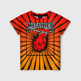 Детская футболка 3D с принтом Metallica в Новосибирске, 100% гипоаллергенный полиэфир | прямой крой, круглый вырез горловины, длина до линии бедер, чуть спущенное плечо, ткань немного тянется | anger | fans | metall | metallica | st | альбом | альбома | группа | логотип | металл | металлика | обложка | фанат