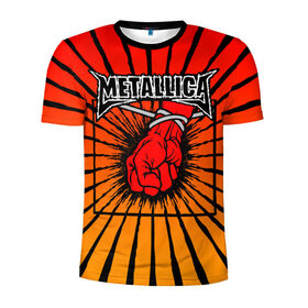Мужская футболка 3D спортивная с принтом Metallica в Новосибирске, 100% полиэстер с улучшенными характеристиками | приталенный силуэт, круглая горловина, широкие плечи, сужается к линии бедра | anger | fans | metall | metallica | st | альбом | альбома | группа | логотип | металл | металлика | обложка | фанат