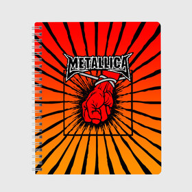 Тетрадь с принтом Metallica в Новосибирске, 100% бумага | 48 листов, плотность листов — 60 г/м2, плотность картонной обложки — 250 г/м2. Листы скреплены сбоку удобной пружинной спиралью. Уголки страниц и обложки скругленные. Цвет линий — светло-серый
 | anger | fans | metall | metallica | st | альбом | альбома | группа | логотип | металл | металлика | обложка | фанат