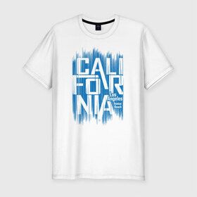 Мужская футболка премиум с принтом California в Новосибирске, 92% хлопок, 8% лайкра | приталенный силуэт, круглый вырез ворота, длина до линии бедра, короткий рукав | california | los angeles | америка | калифорния | лос анджелес | сша