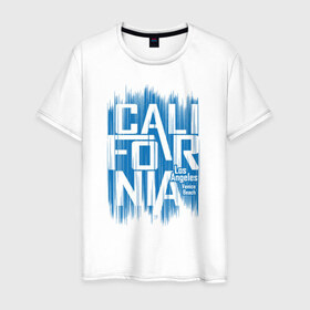 Мужская футболка хлопок с принтом California в Новосибирске, 100% хлопок | прямой крой, круглый вырез горловины, длина до линии бедер, слегка спущенное плечо. | california | los angeles | америка | калифорния | лос анджелес | сша