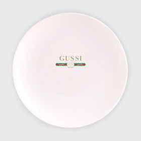 Тарелка 3D с принтом Gussi в Новосибирске, фарфор | диаметр - 210 мм
диаметр для нанесения принта - 120 мм | ga ga ga | gang | gucci | guchi | guci | gusi | gussi | га га га | гуси | гусси | гучи | гуччи | модный гусь