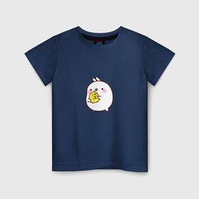 Детская футболка хлопок с принтом Molang Друзья в Новосибирске, 100% хлопок | круглый вырез горловины, полуприлегающий силуэт, длина до линии бедер | kawaii | аниме | зайчик | зая | заяц | каваи | мимими | моланг | птенчик