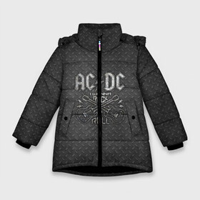 Зимняя куртка для девочек 3D с принтом AC DC в Новосибирске, ткань верха — 100% полиэстер; подклад — 100% полиэстер, утеплитель — 100% полиэстер. | длина ниже бедра, удлиненная спинка, воротник стойка и отстегивающийся капюшон. Есть боковые карманы с листочкой на кнопках, утяжки по низу изделия и внутренний карман на молнии. 

Предусмотрены светоотражающий принт на спинке, радужный светоотражающий элемент на пуллере молнии и на резинке для утяжки. | ac dc | acdc | acdc ас дс | австралийская | ангус янг | асдс | блюз | группа | крис слэйд | метал | молния | музыка | музыканты | певцы | рок | рок н ролл | стиви янг | хард | хардрок | эксл роуз