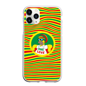 Чехол для iPhone 11 Pro Max матовый с принтом One love в Новосибирске, Силикон |  | one love | rasta |   | гомер | джа | одна любовь | растафари | растафарй