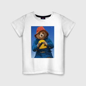 Детская футболка хлопок с принтом Паддингтон 2 в Новосибирске, 100% хлопок | круглый вырез горловины, полуприлегающий силуэт, длина до линии бедер | англия | вокзал | комедия | медведь | мультфильм | паддингтона 2 | фэнтези | шляпа