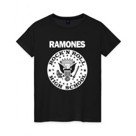 Женская футболка хлопок с принтом Ramones в Новосибирске, 100% хлопок | прямой крой, круглый вырез горловины, длина до линии бедер, слегка спущенное плечо | группа | панк | рамон | рамонес | рамоунз | рамоунс | рок | хард
