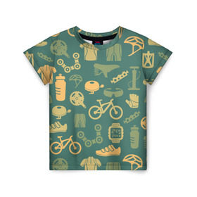 Детская футболка 3D с принтом Велосипед Текстура в Новосибирске, 100% гипоаллергенный полиэфир | прямой крой, круглый вырез горловины, длина до линии бедер, чуть спущенное плечо, ткань немного тянется | байк | велик | вело | велосипед | велосипеды | велоспорт | с велосипедом | спорт