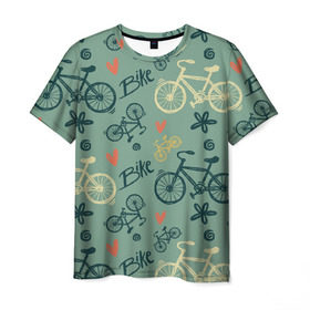Мужская футболка 3D с принтом Велосипед Текстура в Новосибирске, 100% полиэфир | прямой крой, круглый вырез горловины, длина до линии бедер | байк | велик | вело | велосипед | велосипеды | велоспорт | с велосипедом | спорт