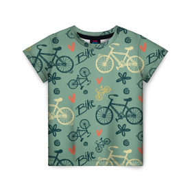 Детская футболка 3D с принтом Велосипед Текстура в Новосибирске, 100% гипоаллергенный полиэфир | прямой крой, круглый вырез горловины, длина до линии бедер, чуть спущенное плечо, ткань немного тянется | байк | велик | вело | велосипед | велосипеды | велоспорт | с велосипедом | спорт