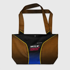 Пляжная сумка 3D с принтом Subaru WRX STI в Новосибирске, 100% полиэстер | застегивается на металлическую кнопку; внутренний карман застегивается на молнию. Стенки укреплены специальным мягким материалом, чтобы защитить содержимое от несильных ударов
 | impreza | pro | sport | sti | subaru | wrx | врикс | врх | импреза | логотип | сетка | соты | субарик | субару