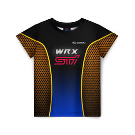 Детская футболка 3D с принтом Subaru WRX STI в Новосибирске, 100% гипоаллергенный полиэфир | прямой крой, круглый вырез горловины, длина до линии бедер, чуть спущенное плечо, ткань немного тянется | impreza | pro | sport | sti | subaru | wrx | врикс | врх | импреза | логотип | сетка | соты | субарик | субару